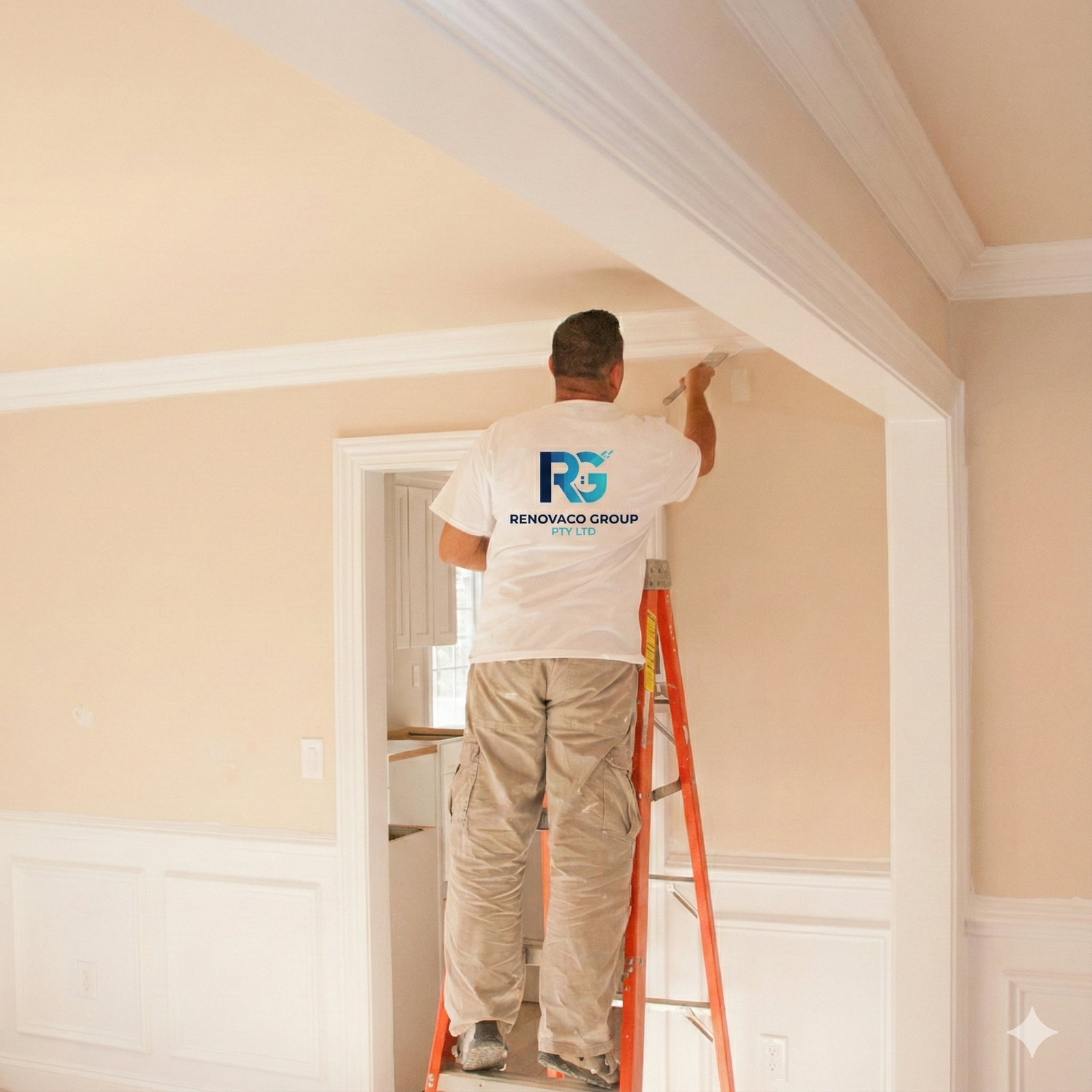 Professional interior painters working in a stylish Melbourne home