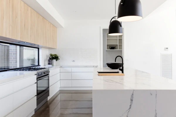 Residential kitchen renovation Melbourne — cabinetry and benchtop detail